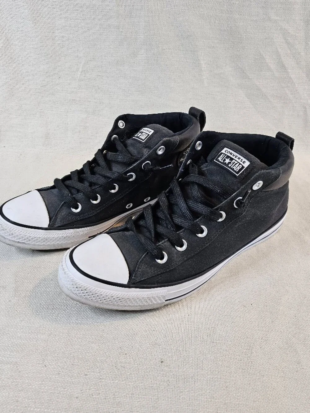 Converse Black and White Mid-Top Sneakers - Picture 1 of 8
